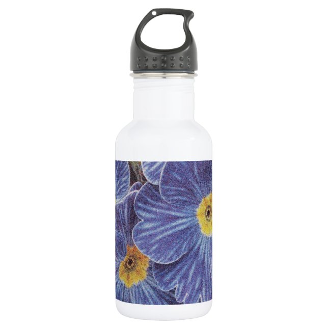with floral print | Blue flower art Water Bottle (Front)
