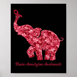 With Flower Brain Aneurysm Awareness Ribbon Poster