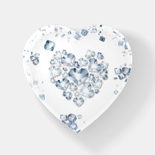 with glass heart paperweight