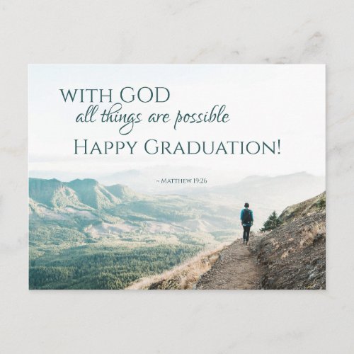 With God all Things are Possible Bible Graduation Postcard