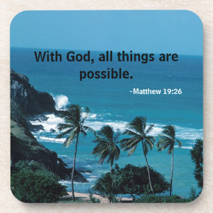 With God all things are possible Bible Quote Beverage Coaster