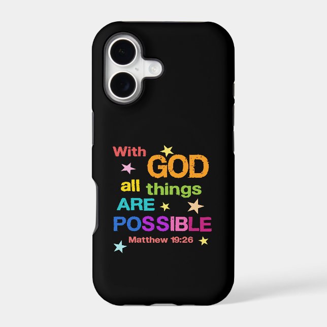 With God all things are Possible Bible Verse Case-Mate iPhone Case (Back)