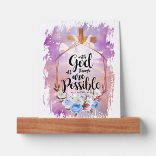 With God All Things Are Possible Bible Verse Cross Picture Ledge