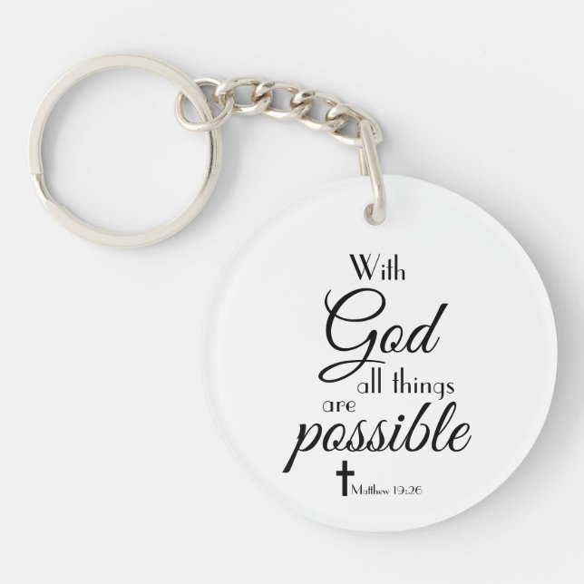 With God All Things Are Possible Bible Verse Keychain (Front)