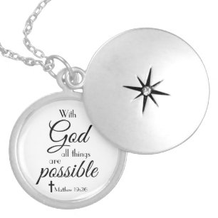 With God All Things Are Possible Bible Verse Locket Necklace
