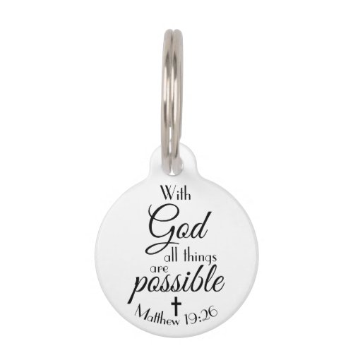 With God All Things Are Possible Bible Verse Pet ID Tag