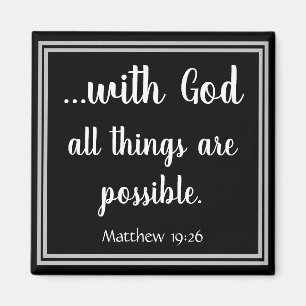 With God All Things Are Possible Black Magnet