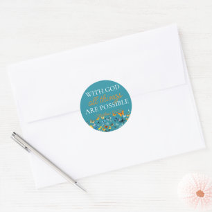 With God All Things are Possible Butterfly Grad Classic Round Sticker