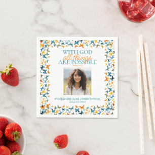 With God All Things are Possible Butterfly Grad  Napkins