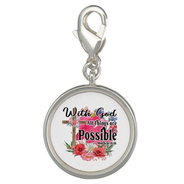 With God All Things Are Possible Christian Bible Charm (Front)