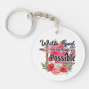 With God All Things Are Possible Christian Bible Keychain