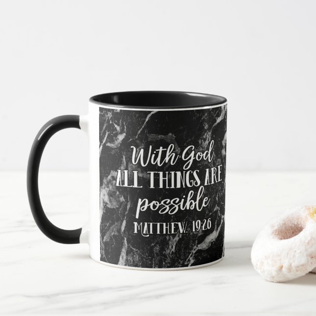 With God all things are Possible Christian Bible Mug (With Donut)