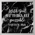With God all things are Possible Christian Bible Poster
