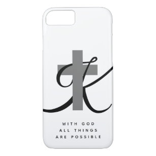 With God All Things Are Possible Christian cross iPhone 8/7 Case