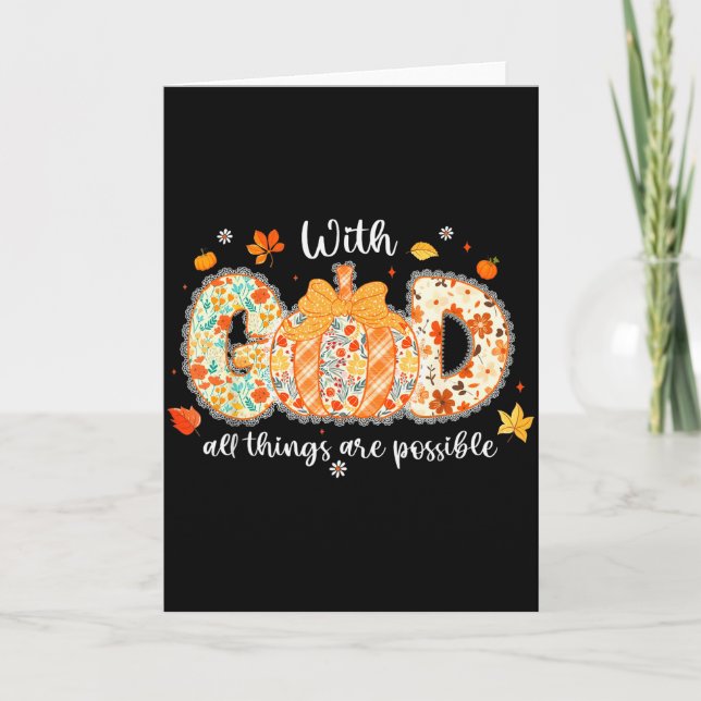 With God All Things Are Possible Christian Fall Au Card (Front)