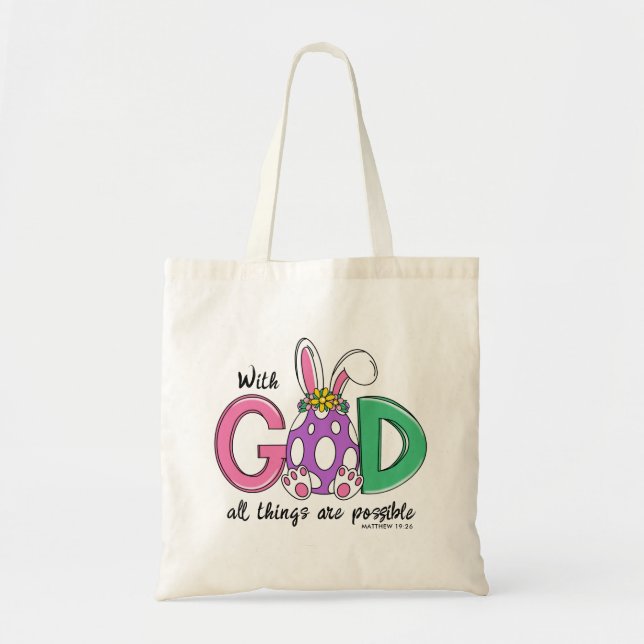 With God All Things Are Possible Easter Tote Bag (Front)