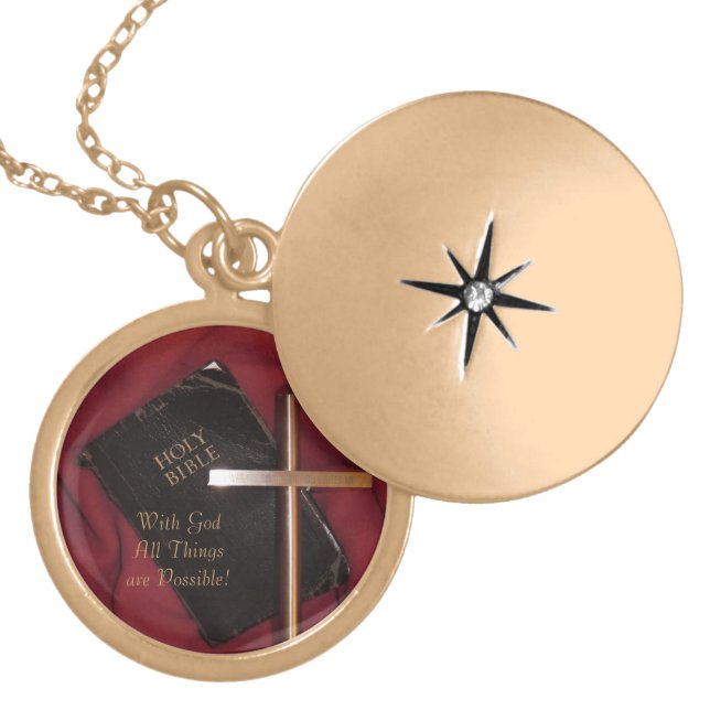 With God All Things are Possible - Gold Locket (Front)