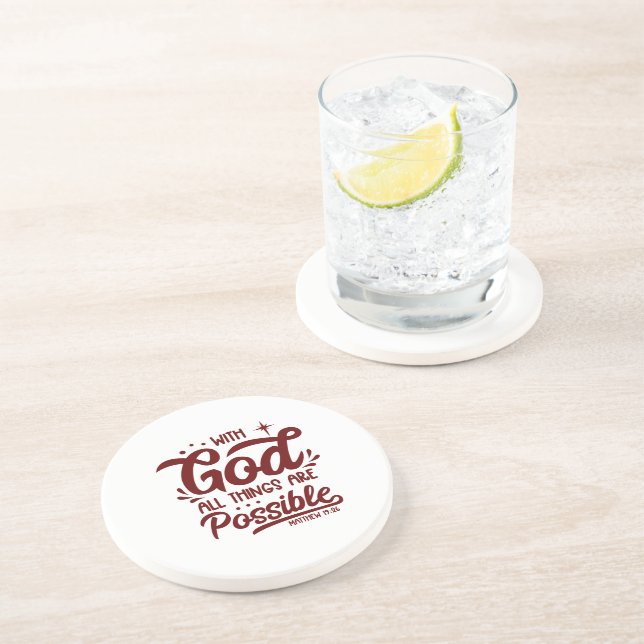 With God All Things Are Possible Mathew 19:26 Coaster (Side)