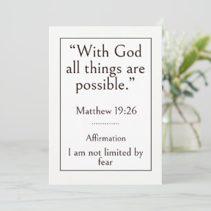 With God all things are possible, Matthew 19:26 Card