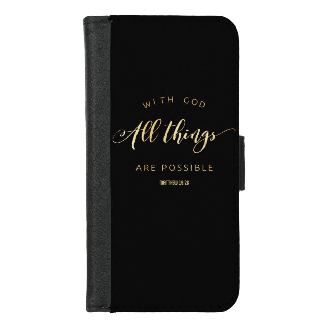 With God All Things are Possible Matthew 19:26 iPhone Wallet Case (Front)