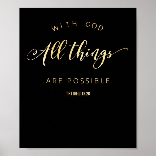 With God All Things are Possible Matthew 19:26 Poster (Front)