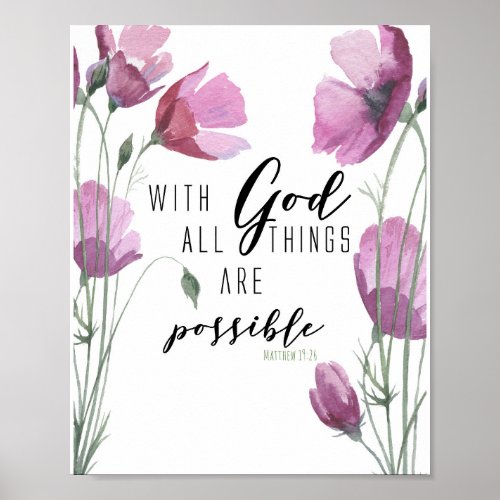 With God all things are possible Matthew 1926 Poster