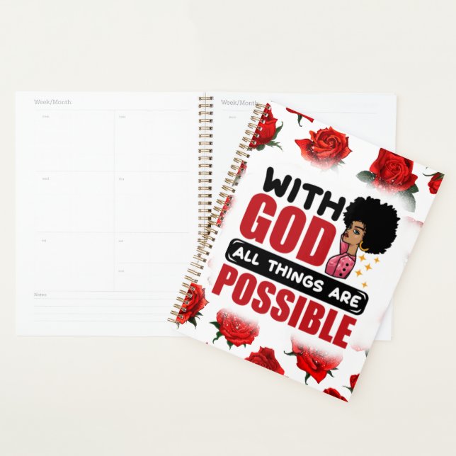With God all things are possible melanin black sis Planner (Display)