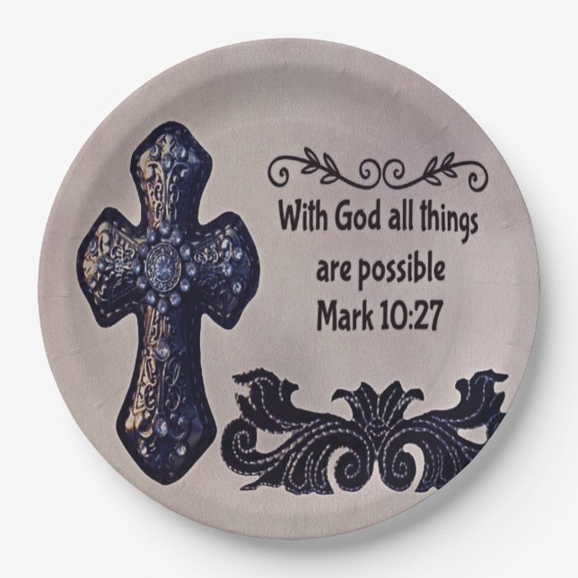 With God All Things are Possible Paper Plates (Front)