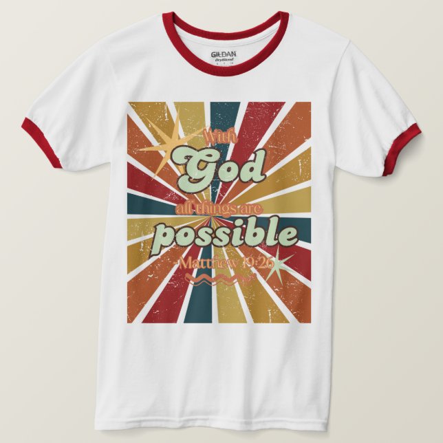 With God all things are possible retro tee unisex (Design Front)