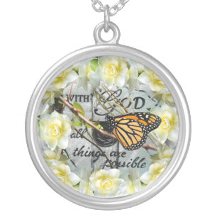 With God All Things are Possible Silver Plated Necklace
