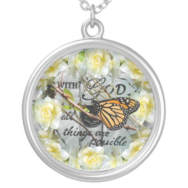 With God All Things are Possible Silver Plated Necklace (Front)