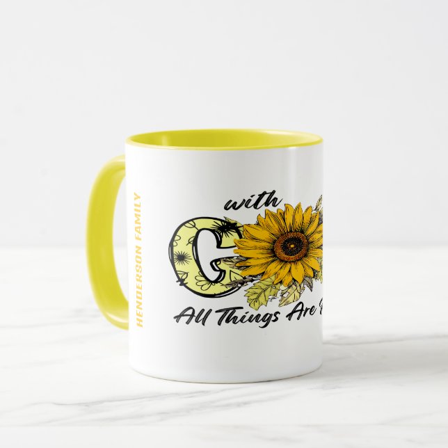 WITH GOD ALL THINGS ARE POSSIBLE SUNFLOWER  MUG (Front Left)