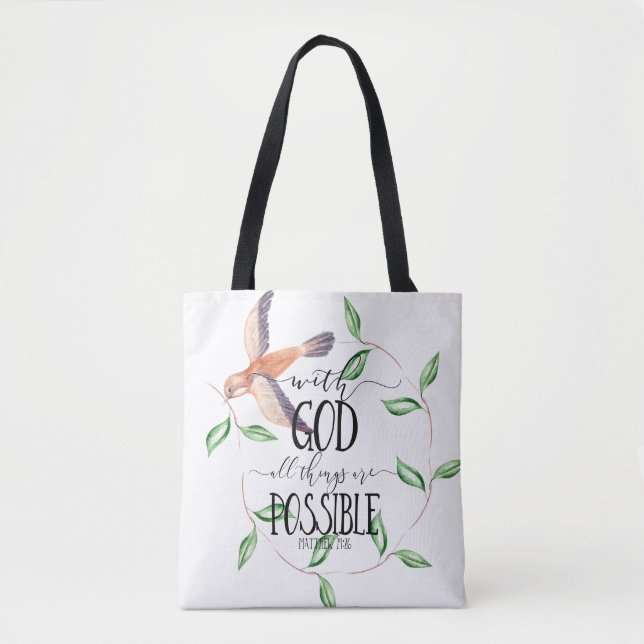 With God All Things Are Possible Tote Bag (Front)