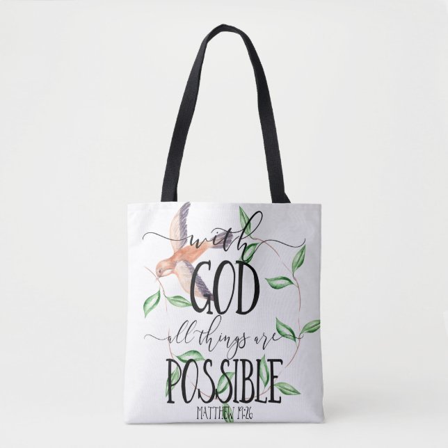 With God All Things Are Possible Tote Bag (Front)