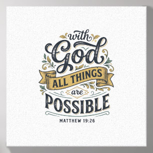 With God All Things Are Possible Vintage Christian Canvas Photo Tile