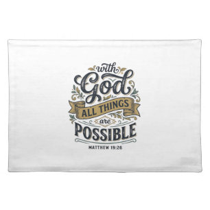 With God All Things Are Possible Vintage Christian Cloth Placemat