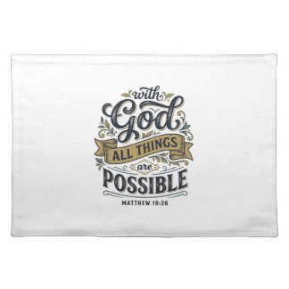 With God All Things Are Possible Vintage Christian Cloth Placemat