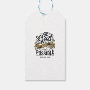 With God All Things Are Possible Vintage Christian Gift Tags