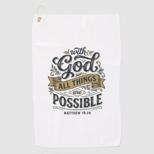 With God All Things Are Possible Vintage Christian Golf Towel