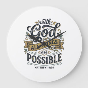 With God All Things Are Possible Vintage Christian Large Clock