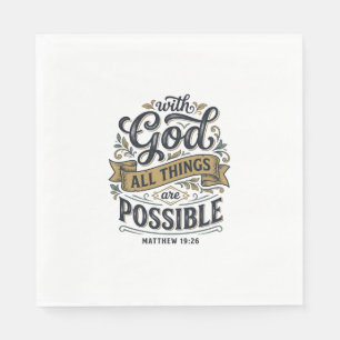 With God All Things Are Possible Vintage Christian Napkins