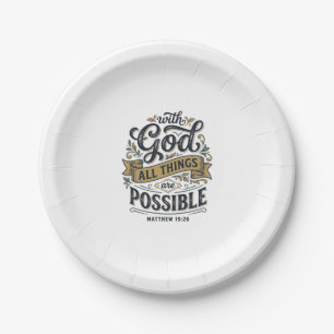 With God All Things Are Possible Vintage Christian Paper Plates