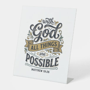 With God All Things Are Possible Vintage Christian Pedestal Sign