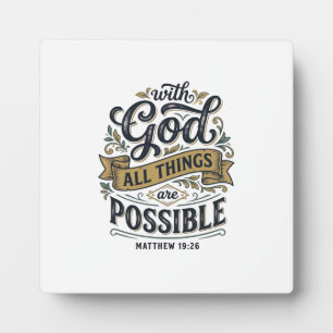 With God All Things Are Possible Vintage Christian Plaque