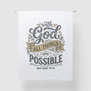 With God All Things Are Possible Vintage Christian Sheer Curtains