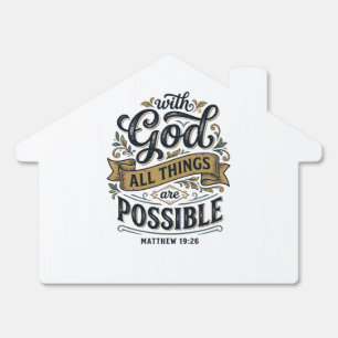 With God All Things Are Possible Vintage Christian Sign
