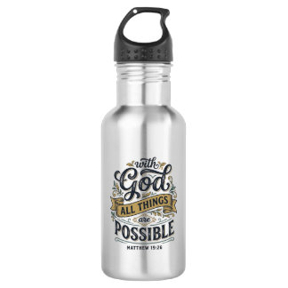 With God All Things Are Possible Vintage Christian Stainless Steel Water Bottle