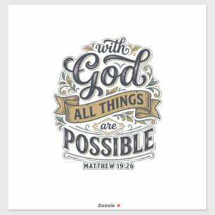 With God All Things Are Possible Vintage Christian Sticker