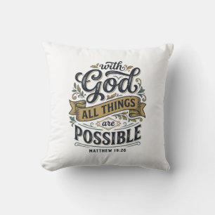 With God All Things Are Possible Vintage Christian Throw Pillow