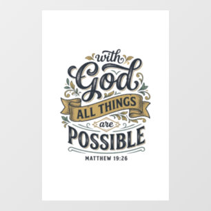 With God All Things Are Possible Vintage Christian Window Cling